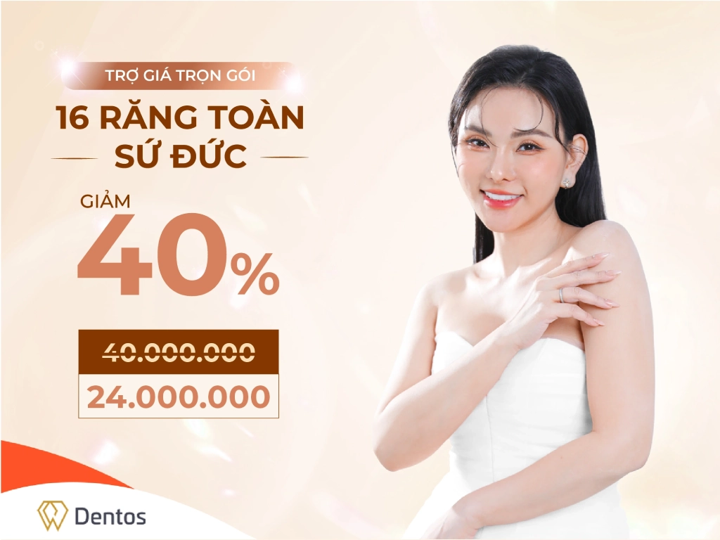 Combo 16 răng sứ 24 triệu được áp dụng voucher giảm thêm 2 triệu`